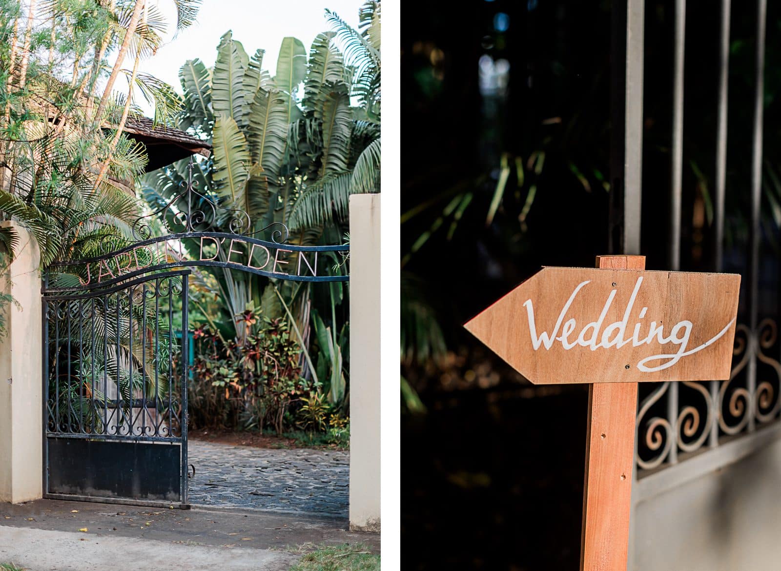 Photographie de Mathieu Dété, photographe de mariage et famille à Saint-Denis sur l'île de la Réunion 974, présentant l'entrée du Jardin d'Eden de Saint-Gilles