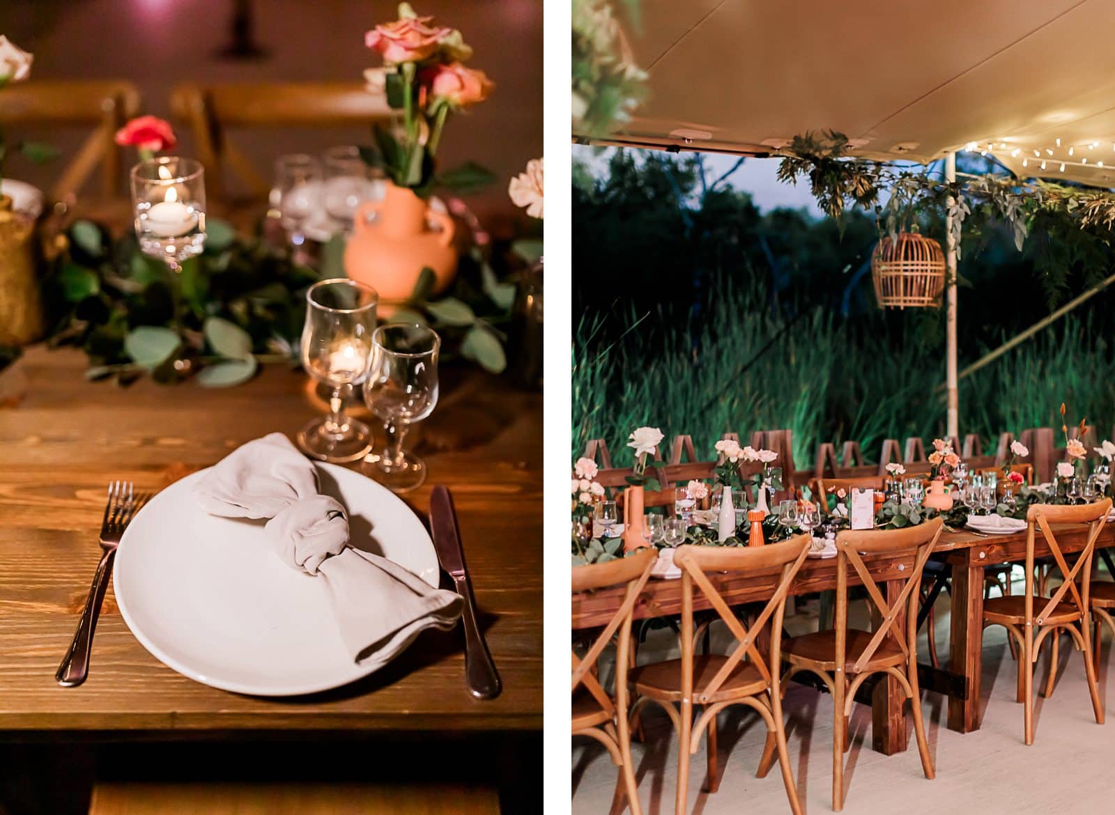 Photographie de Mathieu Dété, photographe de mariage et famille à Saint-Gilles sur l'île de la Réunion 974, présentant la décoration des tables du mariage au Jardin d'Eden